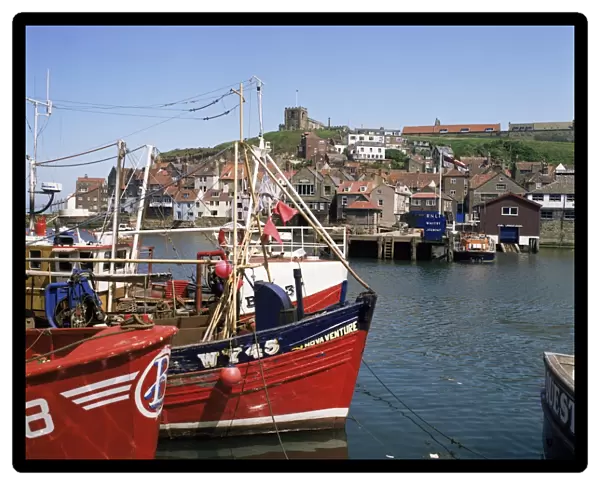 View from the west harbourside, Whitby, North Yorkshire, England, United Kingdom, Europe