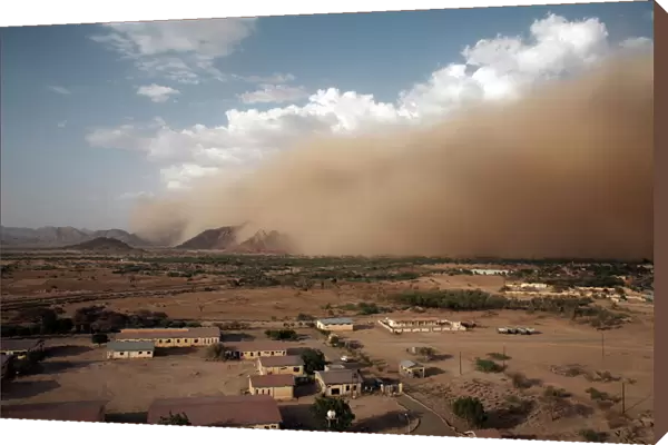 A sandstorm approaches the town of Teseney, near the Sudanese border, Eritrea, Africa