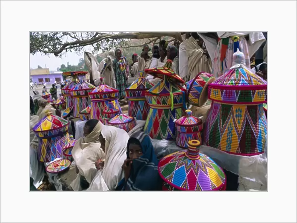 Basket-work market, Axoum (Axum) (Aksum), Tigre region, Ethiopia, Africa