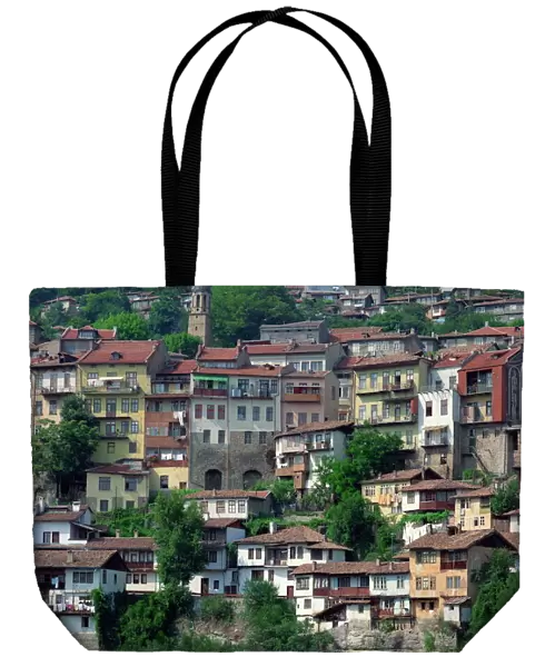 Houses on a hill in the town of Veliko Turnovo in Bulgaria, Europe