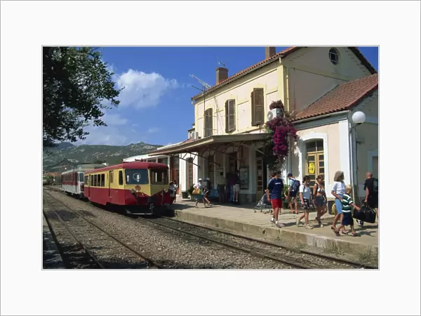 Calvi train station, Balagne region, Corsica, France, Europe