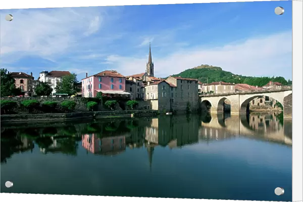 View across the Aveyron River, St. Antonin-Noble-Val, Tarn-et-Garonne, Midi-Pyrenees
