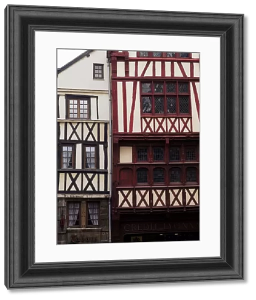 Timber-framed houses in the Rue Gros Horloge, Rouen, Haute Normandie (Normandy)