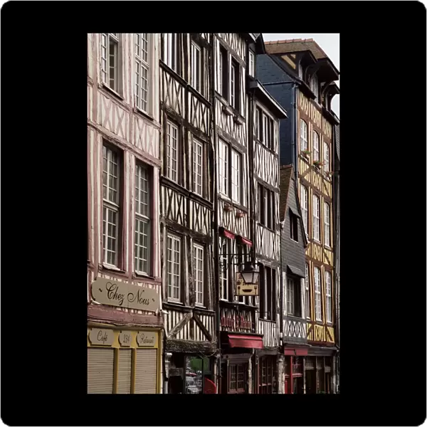 Timber-framed houses and shops in the restored city centre, Rouen, Haute Normandie