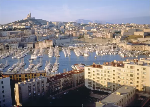 Cityscape of the port of Marseille, France