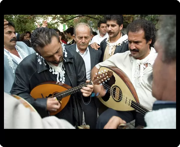 Musicians attending a village wedding