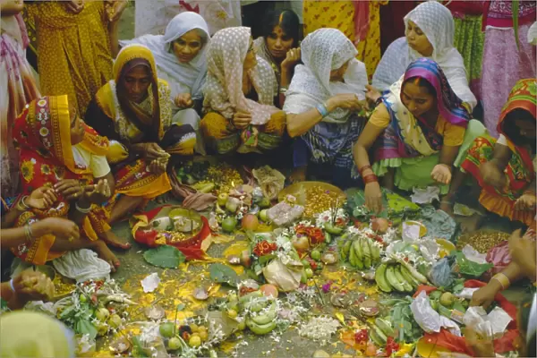 Women at the Lakshmi Puja Festival celebrating Lakshmi