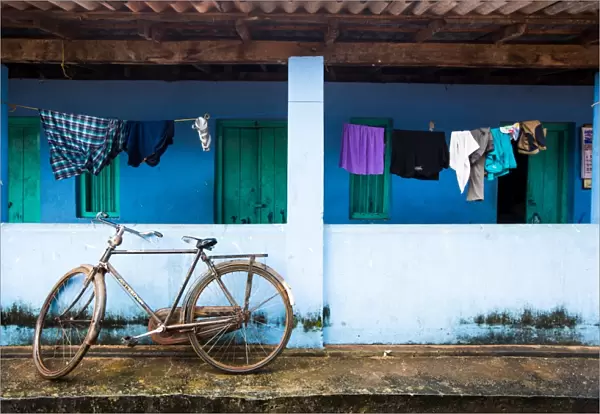 Washing line and bicycle, Sri Lanka, Asia