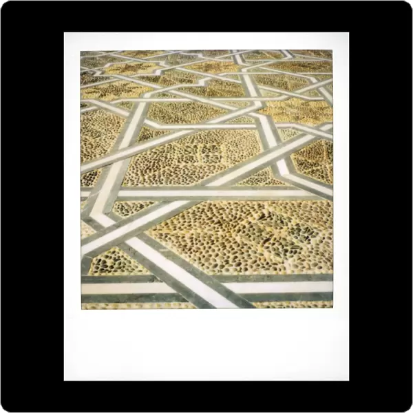 Polaroid image of geometric patterns in paving at Mausoleum