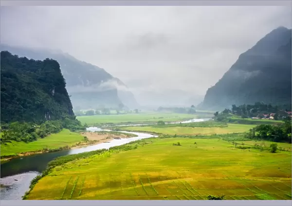 Foggy landscape on Ho Chi Minh Highway West, Quang Ninh District, Quang Binh Province