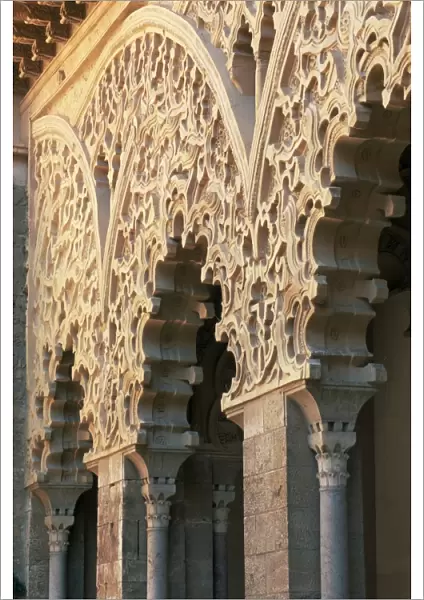 Intricately carved Moorish architecture lining the