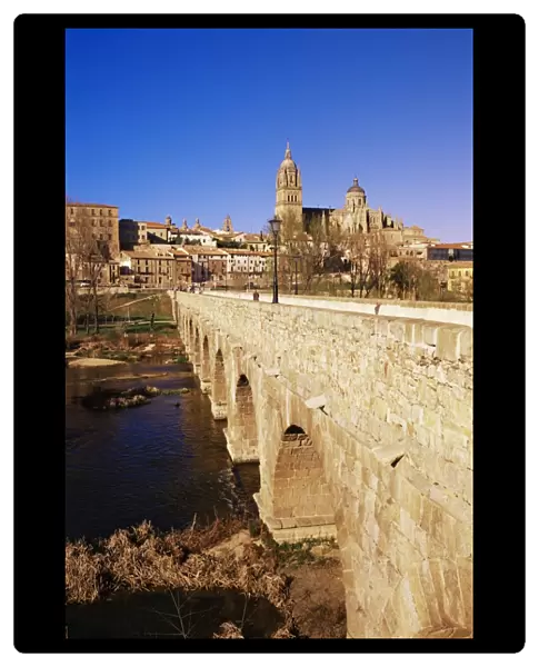The Roman bridge and city from the Tormes River