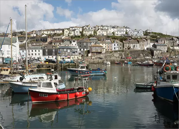 Fishing boats in fishing harbour, Mevagissey, Cornwall, England, United Kingdom, Europe