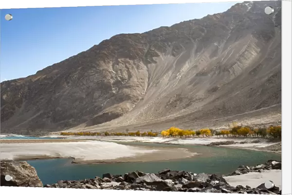 The crystal clear Shyok River in the Khapalu valley near Skardu, Gilgit-Baltistan
