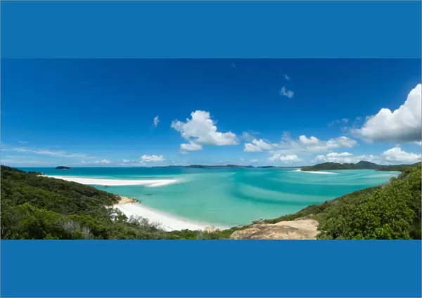 A panoramic view of the world-famous Whitehaven Beach on Whitsunday Island, Queensland