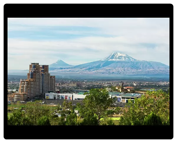 View over Yerevan and Mount Ararat, Yerevan, Armenia, Caucasus, Asia