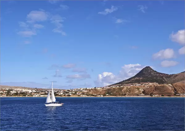 View towards the coast of the Porto Santo Island, Madeira Islands, Portugal, Atlantic