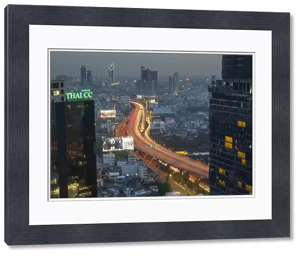 Elevated view of city skyline, Bangkok, Thailand, Southeast Asia, Asia