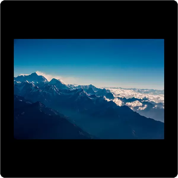 View of the skyline of Mount Everest and the Himalayas, Nepal, Asia