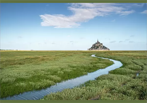 Curves drawn by the tide, Mont-Saint-Michel, Normandy, France, Europe