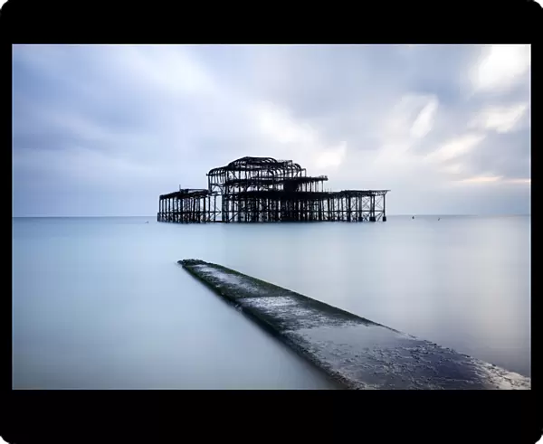 Long exposure image of Brightons derelict West Pier, Brighton, East Sussex, England
