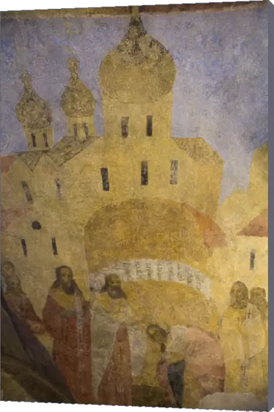 Fresco paintings, Archbishops Palace, UNESCO World Heritage Site, Kremlin, Veliky Novgorod