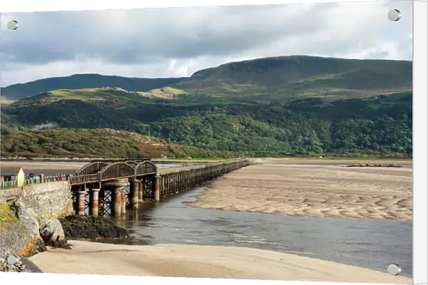 Barmouth Bridge (Viaduct), largely wooden construction, on Cambrian Coast Railway