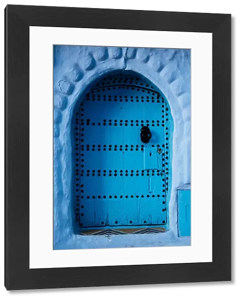 Traditional doorway in Chefchaouen, Morocco, North Africa, Africa