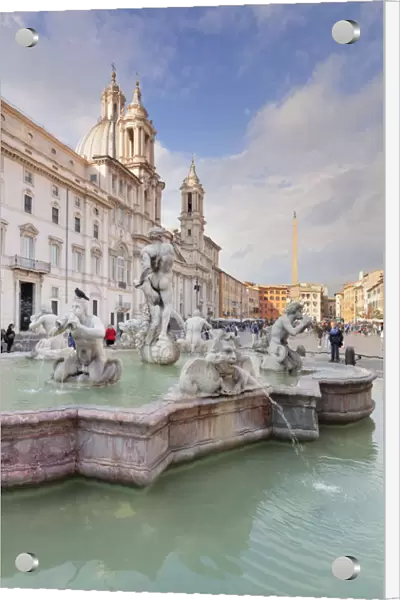 Fontana del Moro Fountain, Sant Agnese in Agone Church, Piazza Navona, Rome, Lazio