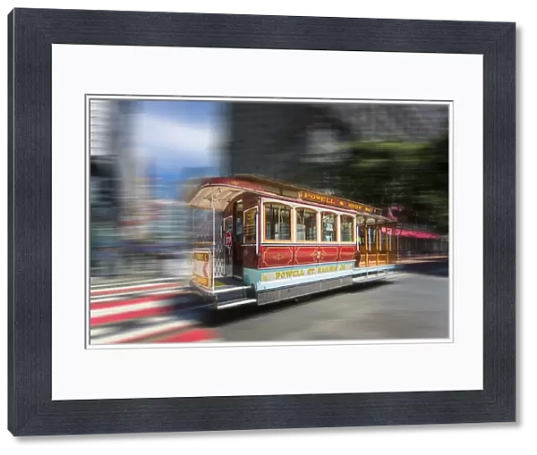 Fast moving cable car in San Francisco, California, United States of America, North