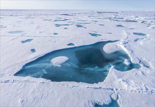Breaking ice on the way up to the North Pole, Arctic