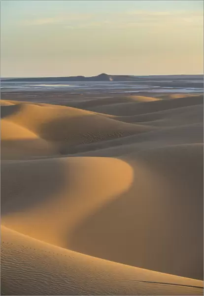 Sunset in the giant sand dunes of the Sahara Desert, Timimoun, western Algeria, North