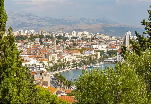 Panoramic view from above Split Town and Cathedral of Saint Domnius, Split, Dalmatian
