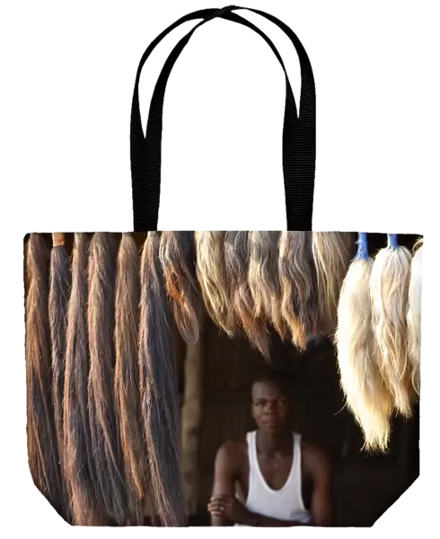 Horses tails, Akodessewa fetish market, Lome, Togo, West Africa, Africa