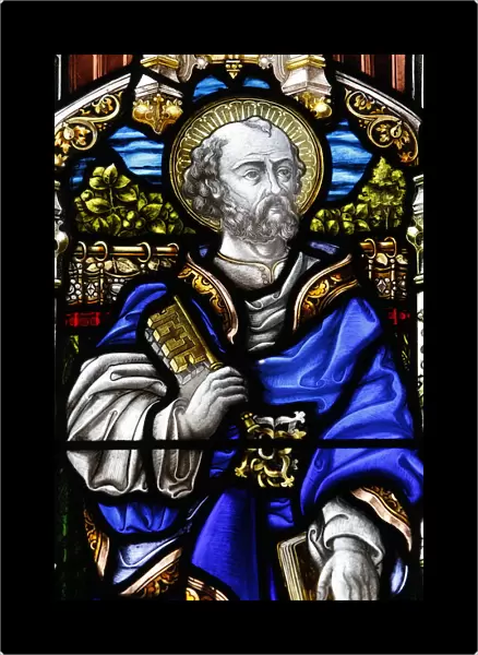 St. Peter, 19th century stained glass in St. Johns Anglican church, Sydney