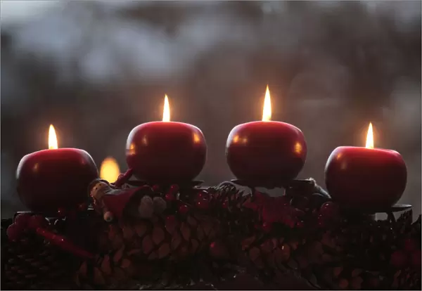 Advent candles, Saint-Pierre-en-Faucigny, Haute Savoie, France, Europe