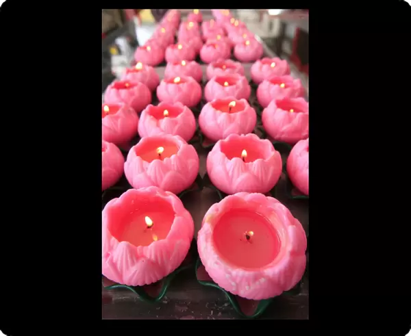 Lotus-shaped candles, Thean Hou Chinese temple, Kuala Lumpur, Malaysia, Southeast Asia
