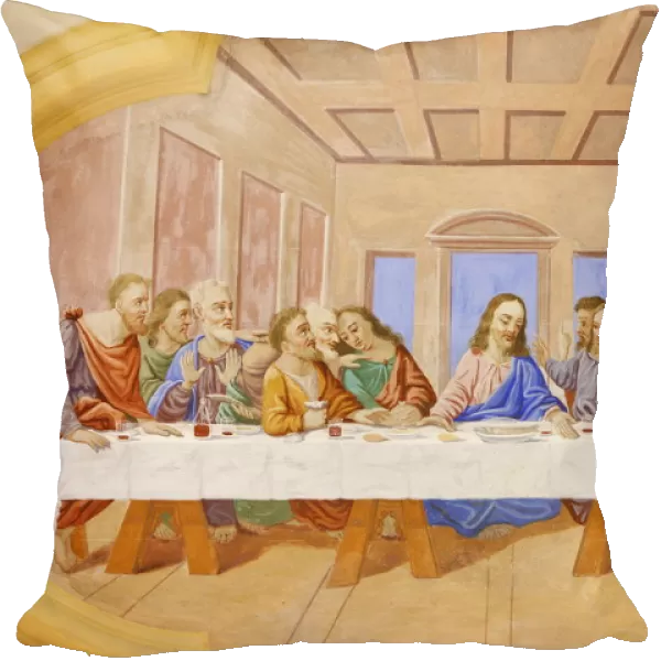 The Last Supper in Saint-Nicolas de Veroce church, Haute Savoie, France, Europe