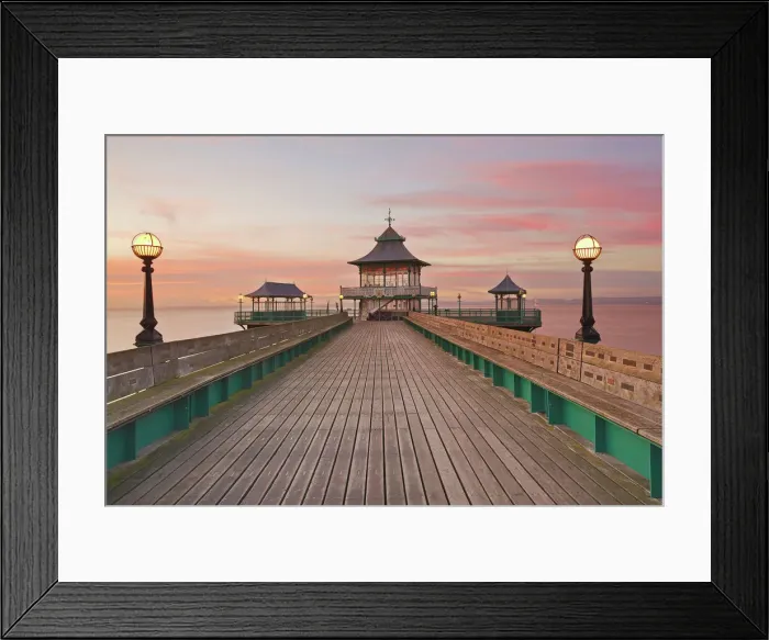 Framed Print : Clevedon Pier Dusk View Print Framed Print : Clevedon Pier Dusk View Print