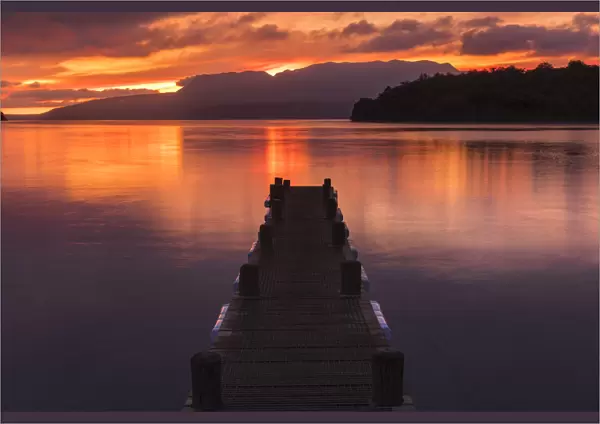 Lake Tarawera at sunrise, Rotorua, North Island, New Zealand, Pacific
