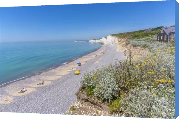 View of Seven Sisters Chalk Cliffs from Birling Gap, South Downs National Park