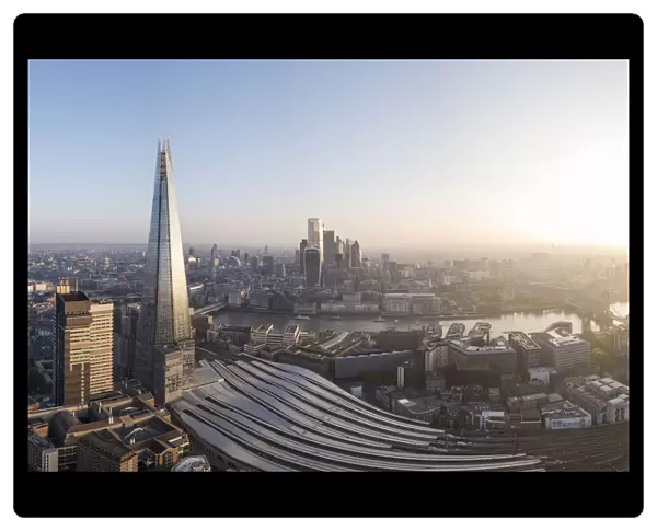 Aerial View of The Shard and City of London, London, England, United Kingdom, Europe