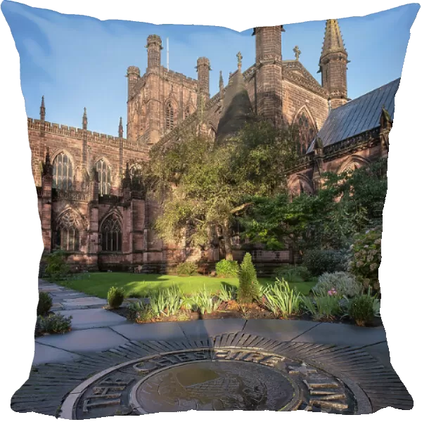Chester Cathedral from the Remembrance Garden in autumn, Chester, Cheshire, England, United Kingdom, Europe