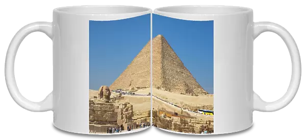 Tourists visiting the Great Sphinx and Pyramid, in the Giza Complex, UNESCO World Heritage Site, Giza, outside Cairo, Egypt, North Africa, Africa
