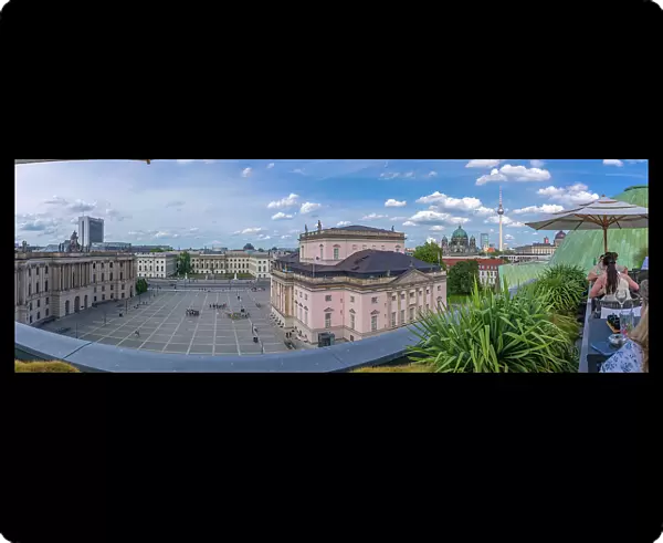 View of Bebelplatz, Berliner Fernsehturm and Berlin Cathedral from the Rooftop Terrace at Hotel de Rome, Berlin, Germany, Europe