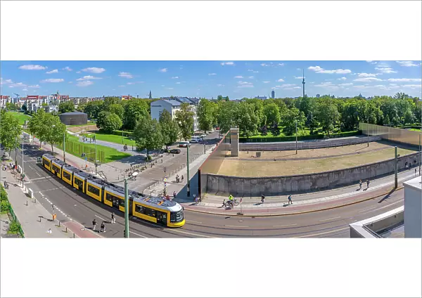 Elevated view of the Berlin Wall Memorial, Memorial Park, Bernauer Strasse, Berlin, Germany, Europe