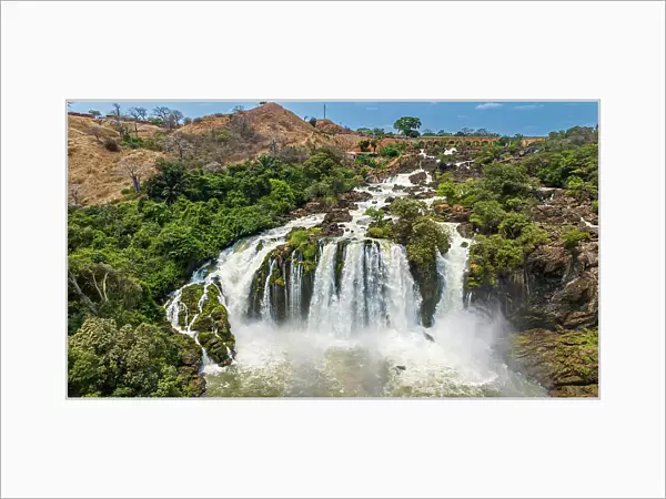 Aerial of the Binga waterfalls, Kwanza Sul, Angola, Africa