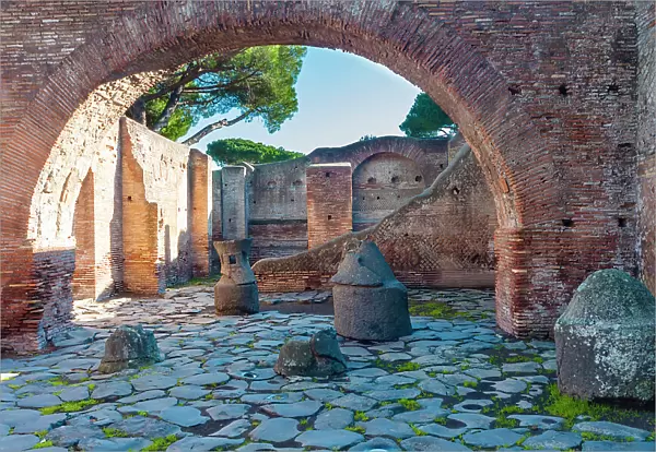 House of the Millstones, Ostia Antica archaeological site, Ostia, Rome province, Latium (Lazio), Italy, Europe