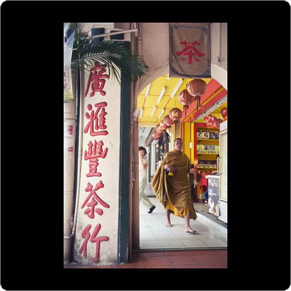 Monk in Chinatown, Kuala Lumpur, Malaysia, Southeast Asia, Asia