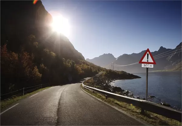 Deserted road Lofoten Islands, Norway, Scandinavia, Europe